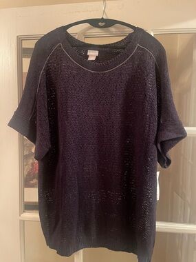 NWT Chico‘s pullover sweater tee in navy in XL